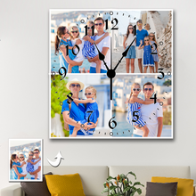 Load image into Gallery viewer, Personalized Photo Square Custom Wall Clock With 4 Photos
