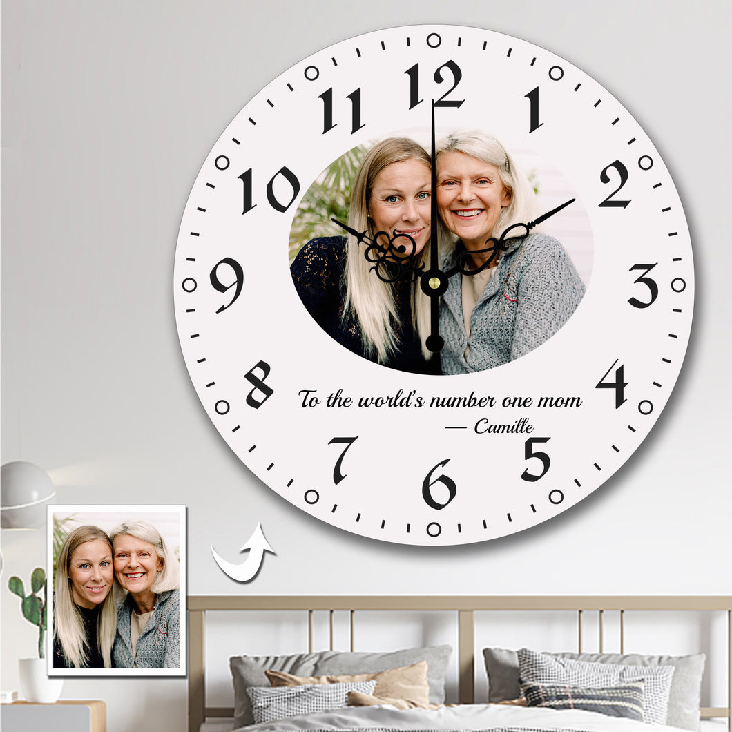 Custom Wall Clock Round Clock Elegant Style With Photo and Text