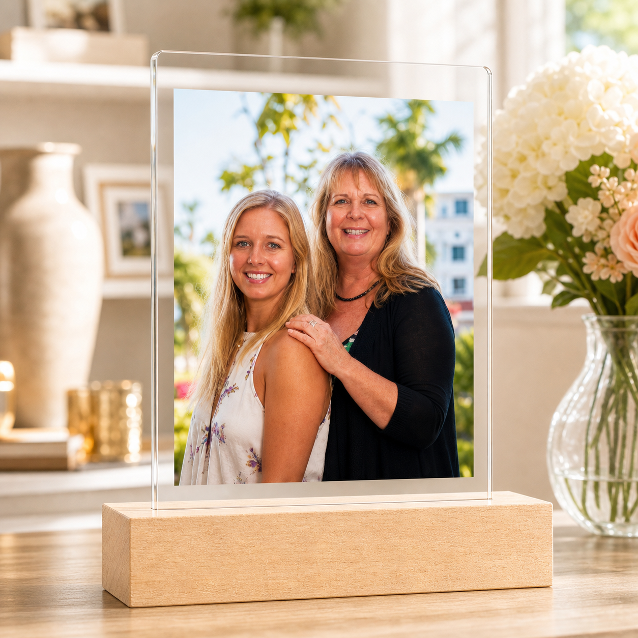 Personalized 3D LED Night Light | Custom Photo Acrylic Lamp with Wooden Base | Unique Gift