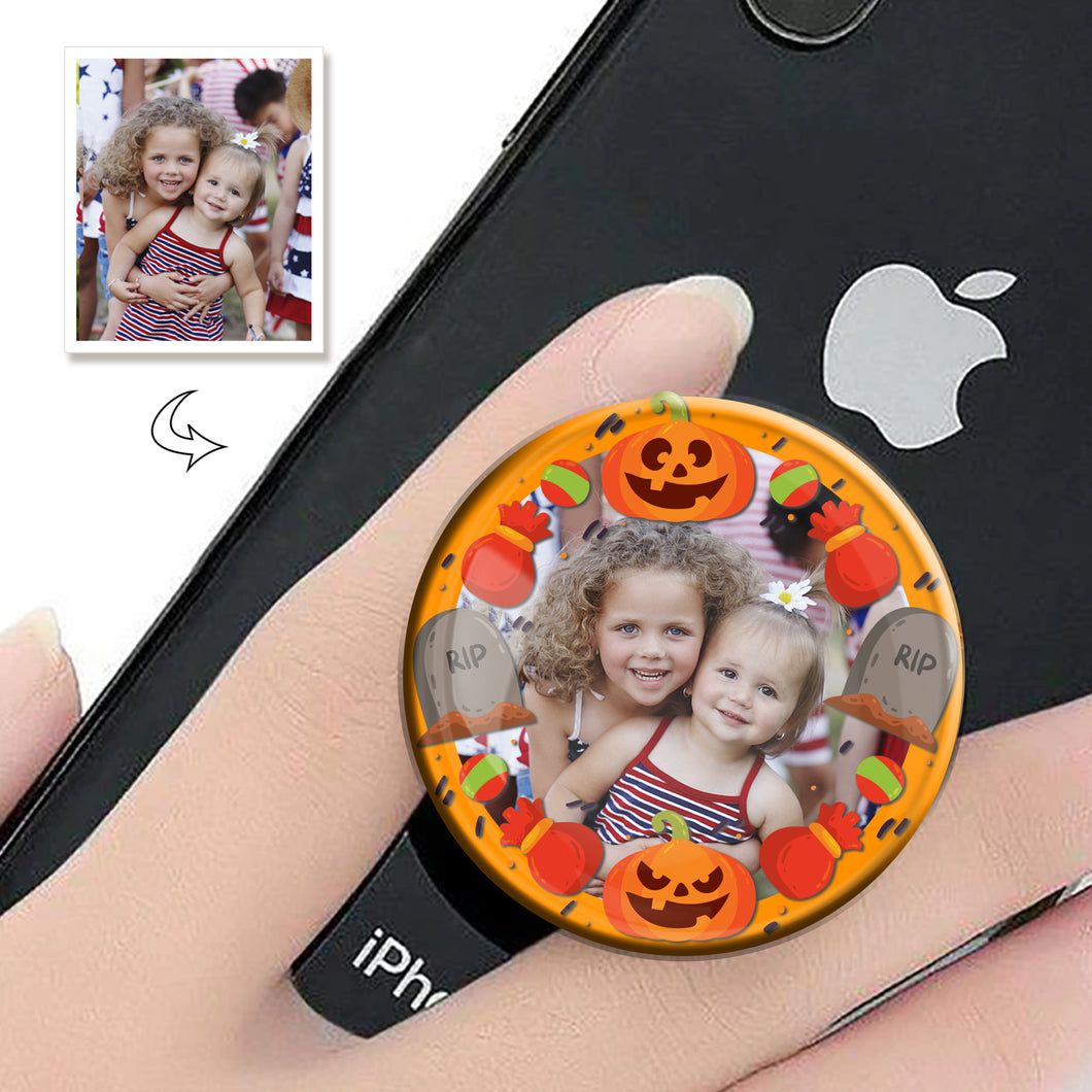 Halloween Custom Photo Phone Grip, Personalized Phone Holder, Unique Gift