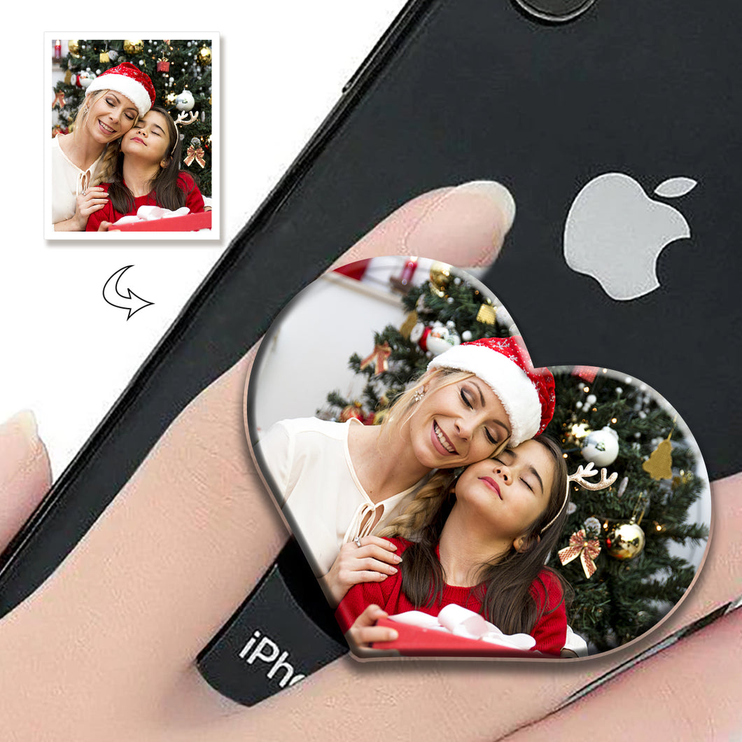 Heart-Shaped Photo Airbag Phone Grip, Custom Acrylic Phone Holder, Unique Gift