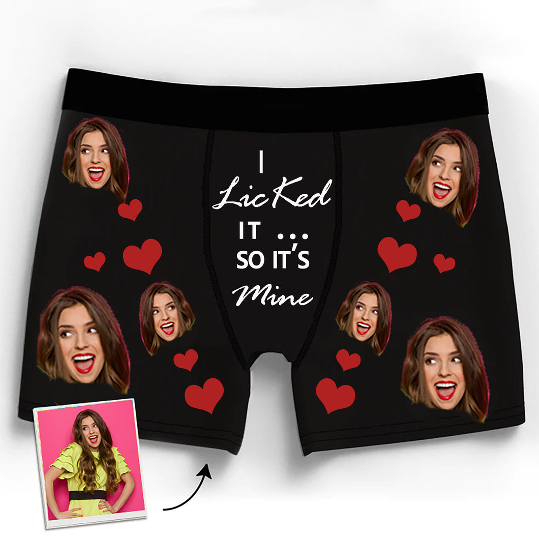 Custom Boxer with Photo Mens Underwear with Face and Heart and Texts