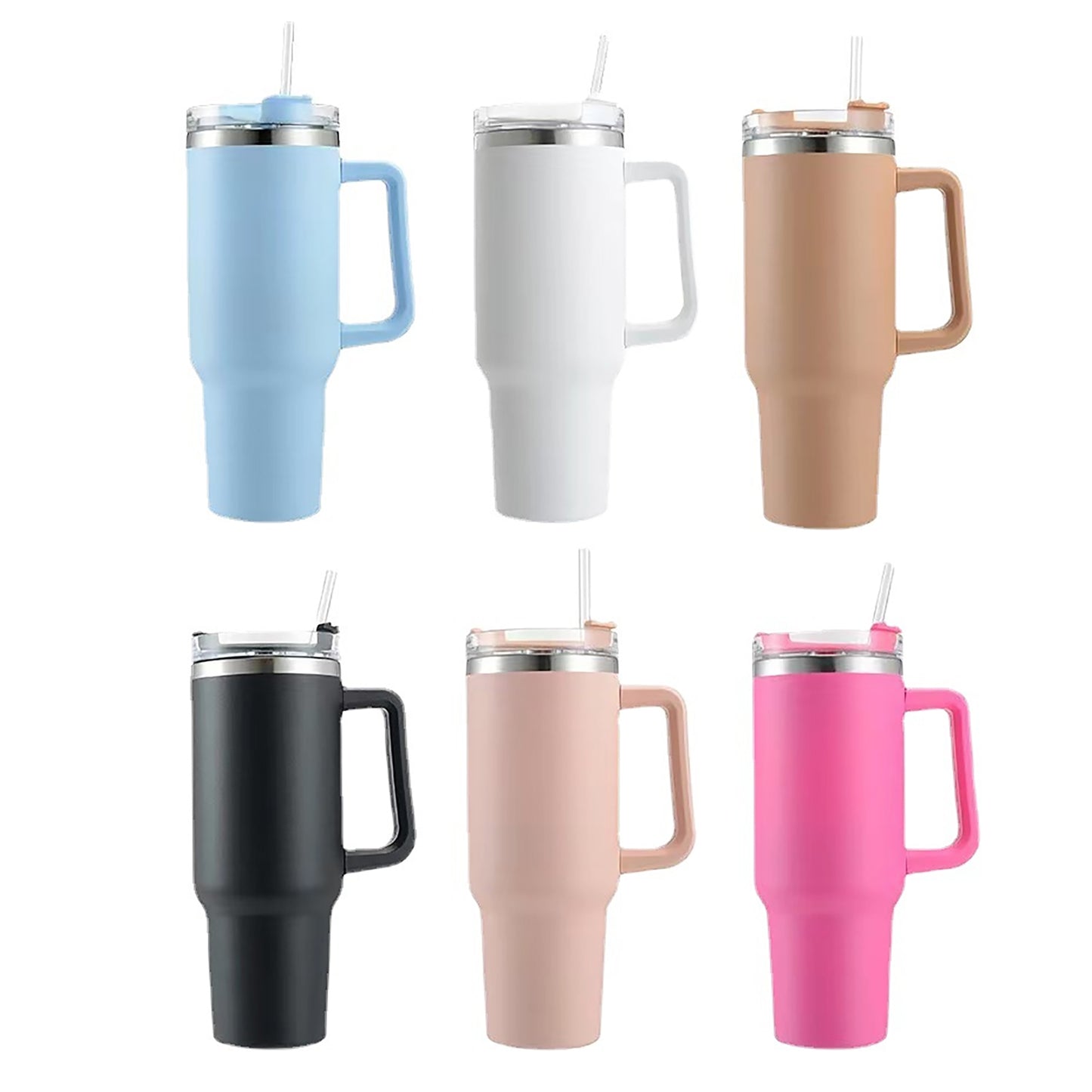 Custom Photo Stainless Steel Tumbler - Insulated Cup with Handle & Straw
