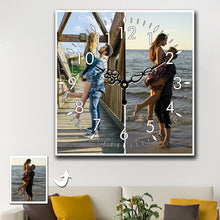 Load image into Gallery viewer, Personalized Photo Square Custom Wall Clock With 2 Photos
