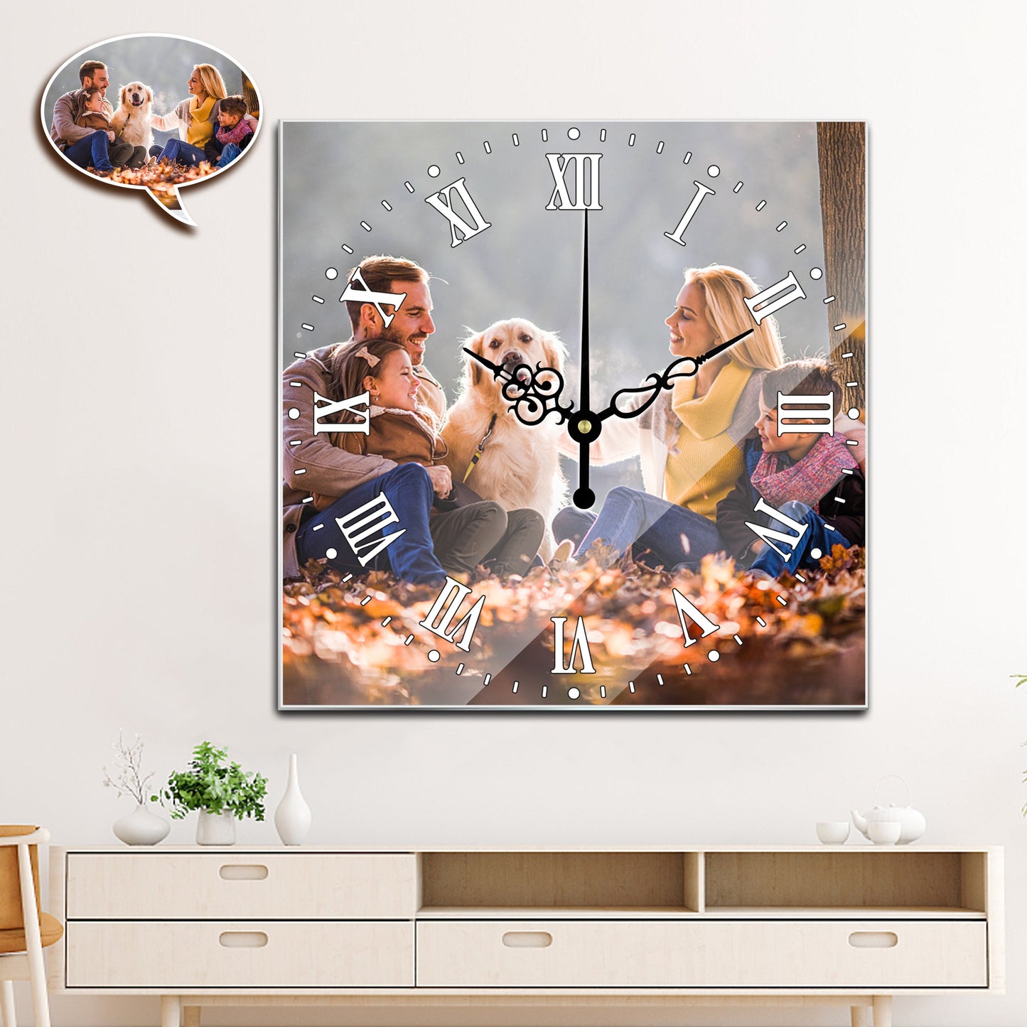 Custom Photo Square Clock - Personalized Wall Decor Gift