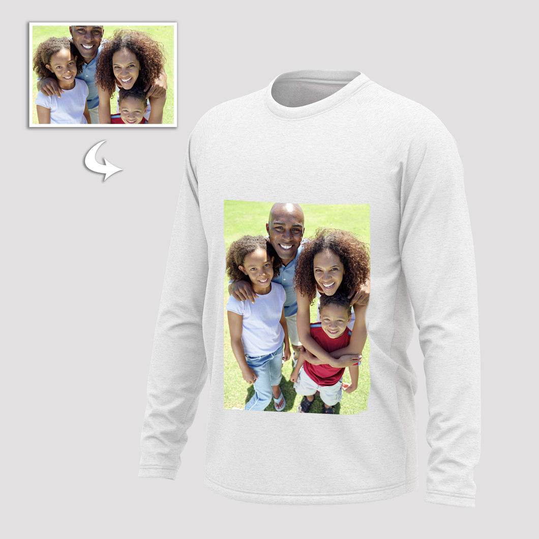 Customizable Unisex Long-Sleeve T-Shirt with Double-Sided Photo Print