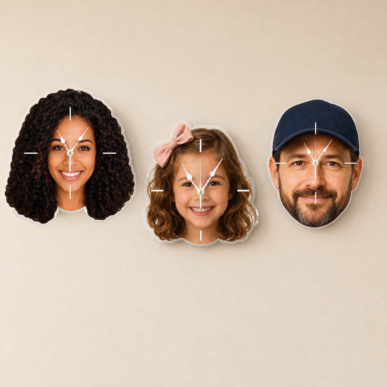 Custom Face Photo Acrylic Wall Clock – Personalized Cutout