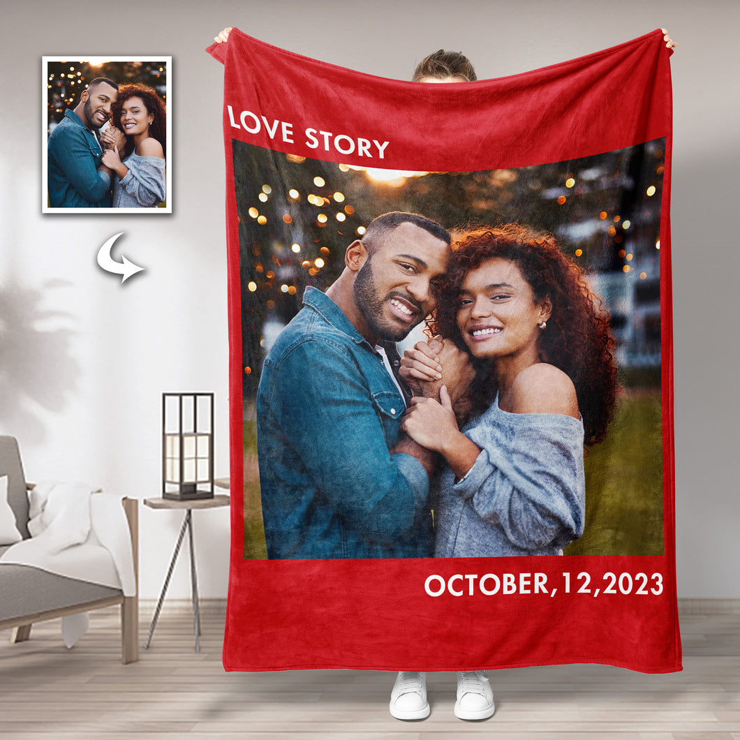Custom Couple Photo Blankets Personalized Photo Memorial Blankets
