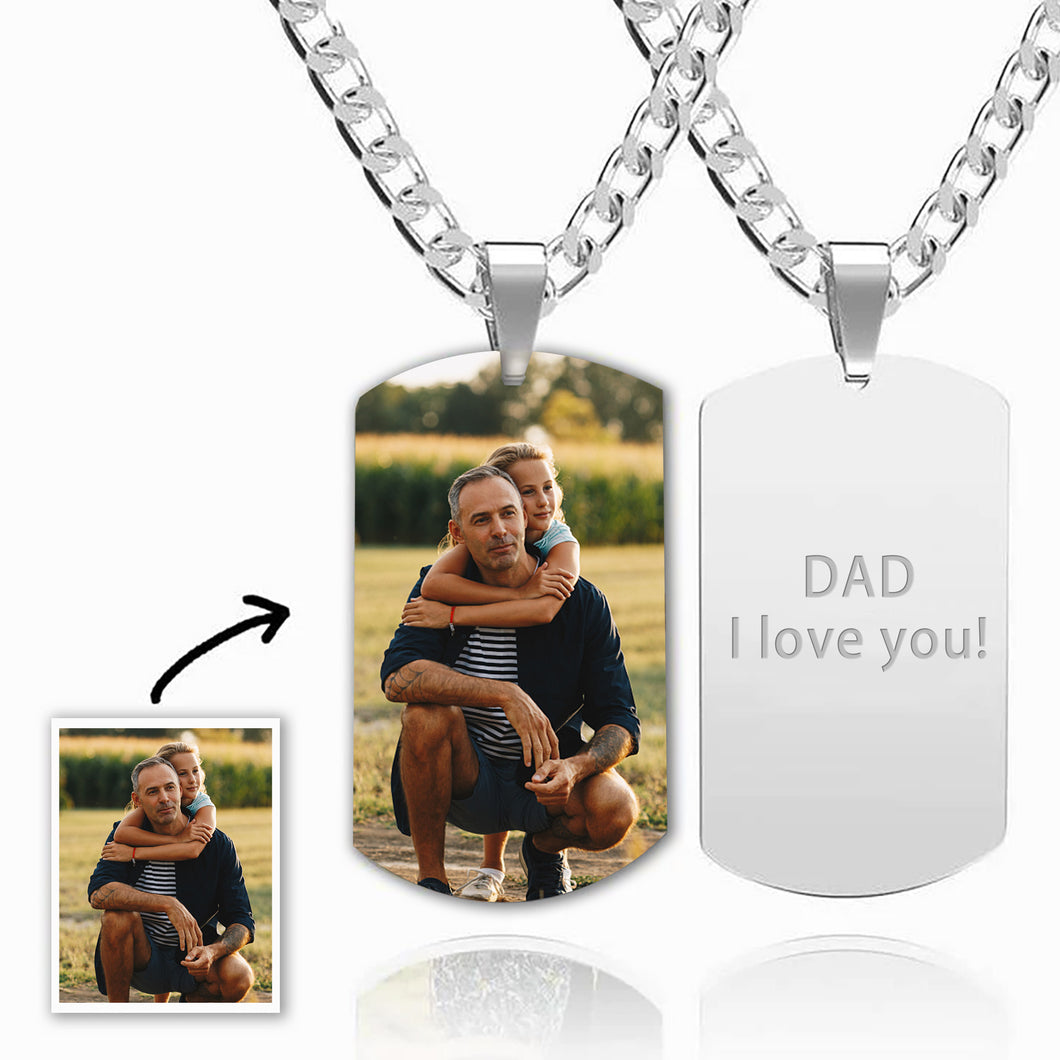 Personalized Custom Photo Engraved Tag Necklace - Keep Memories Close to Your Heart
