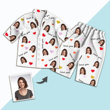 Load image into Gallery viewer, Unisex Custom Photo Pajamas, Short Sleeve Nightwear with Face Print

