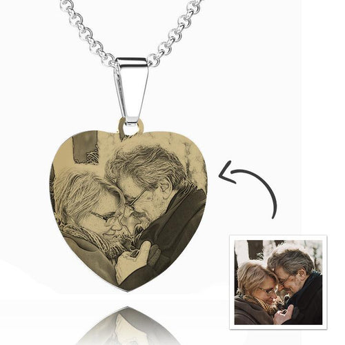 Women's Printing Photo Locket Heart Necklace - faceonboxer