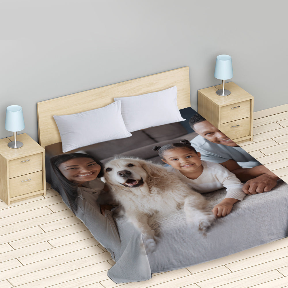 Soft Cotton Flat Bed Sheet: Personalized Custom Photo Bedding