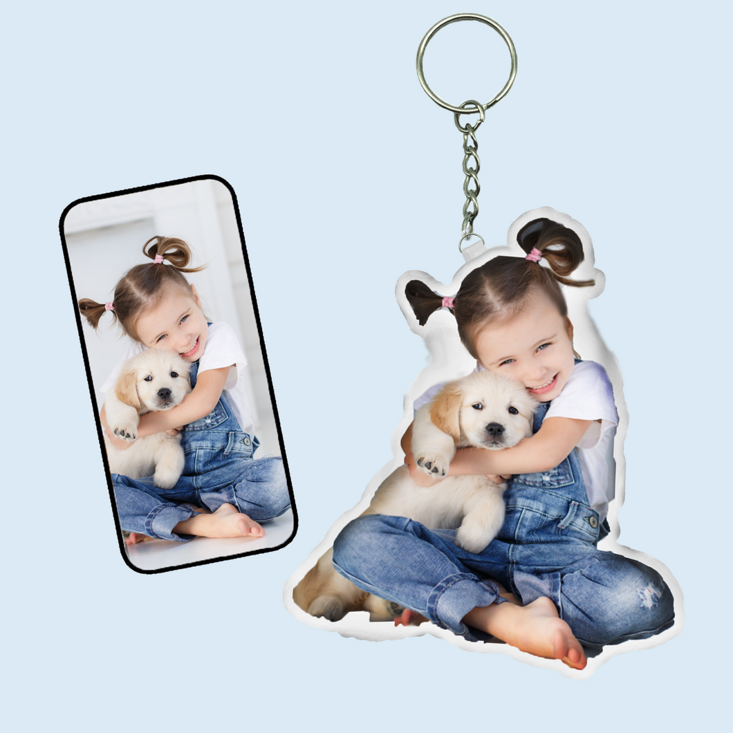 Personalized Mini Pillow Keychain - Custom Photo Stuffed Pendant