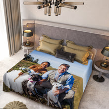 Load image into Gallery viewer, Soft Cotton Flat Bed Sheet: Personalized Custom Photo Bedding

