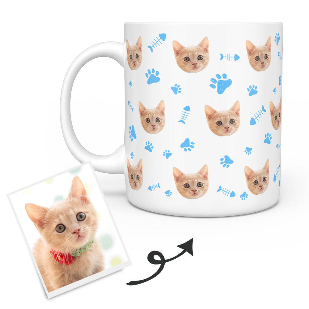 Personalized Mug With Cat Photo - Custom Cat Face Coffee Mug - faceonboxer