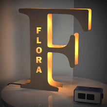 Load image into Gallery viewer, Custom Creative Wooden Letter Wall Bedside Lamp Night Background Light
