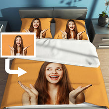 Load image into Gallery viewer, Cotton Three-Piece Bedding Set: Personalized Custom Photo Quilt Cover
