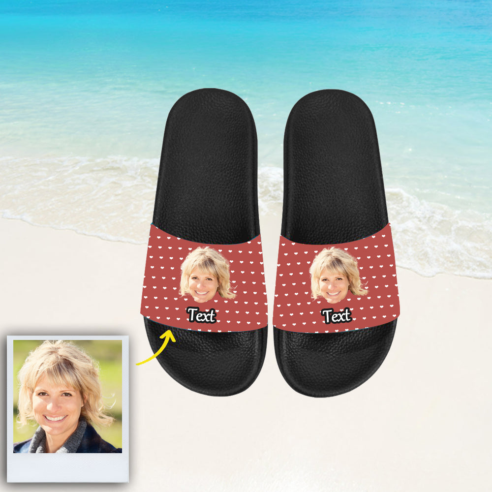 Custom Face Photo Slippers Personalized Sliders Sandals With Texts