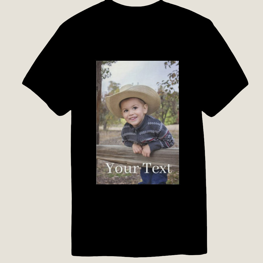 Customizable Unisex Cotton T-Shirt, Double-Sided Photo Print & Text