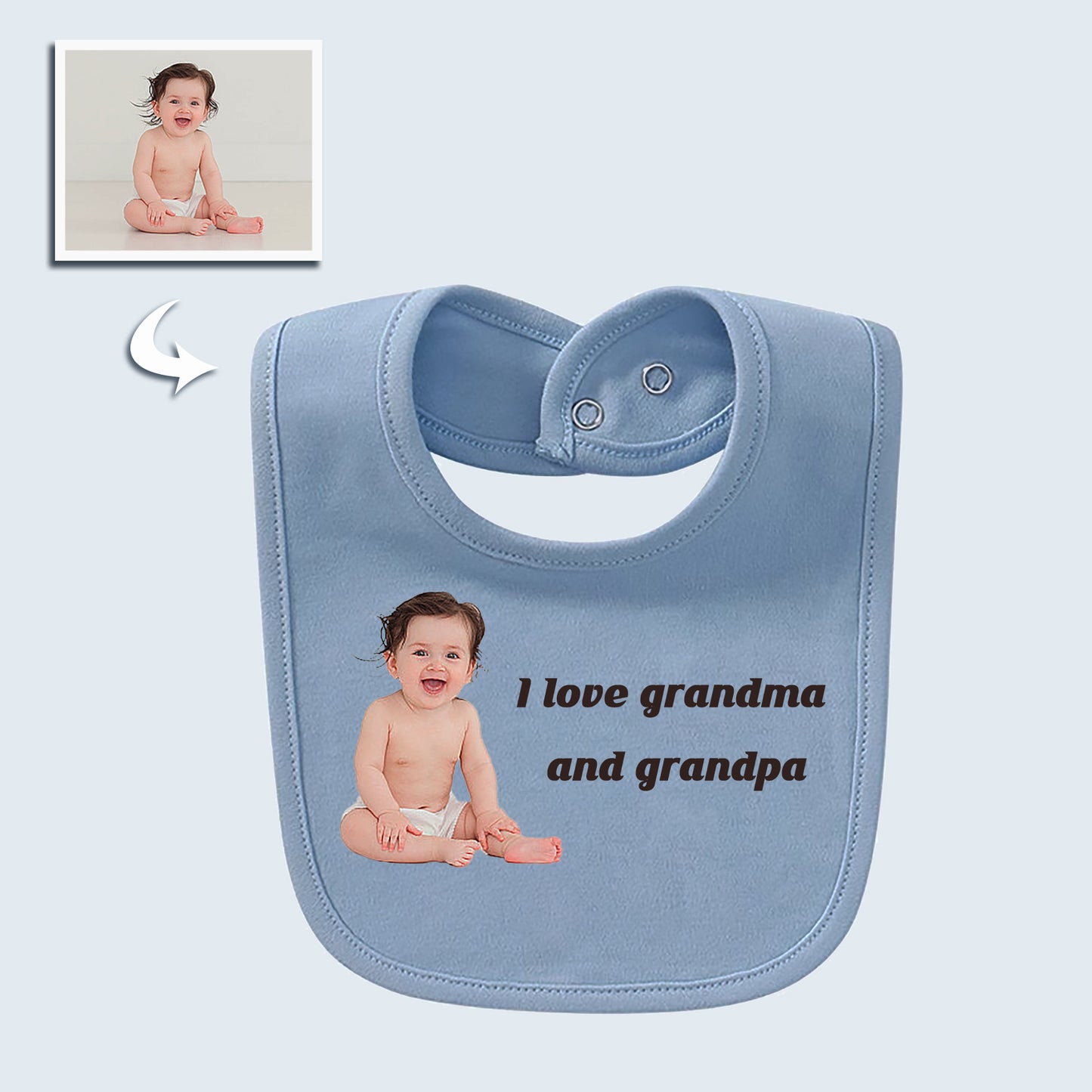 Personalized Unisex Baby Bib with Custom Photo and Text