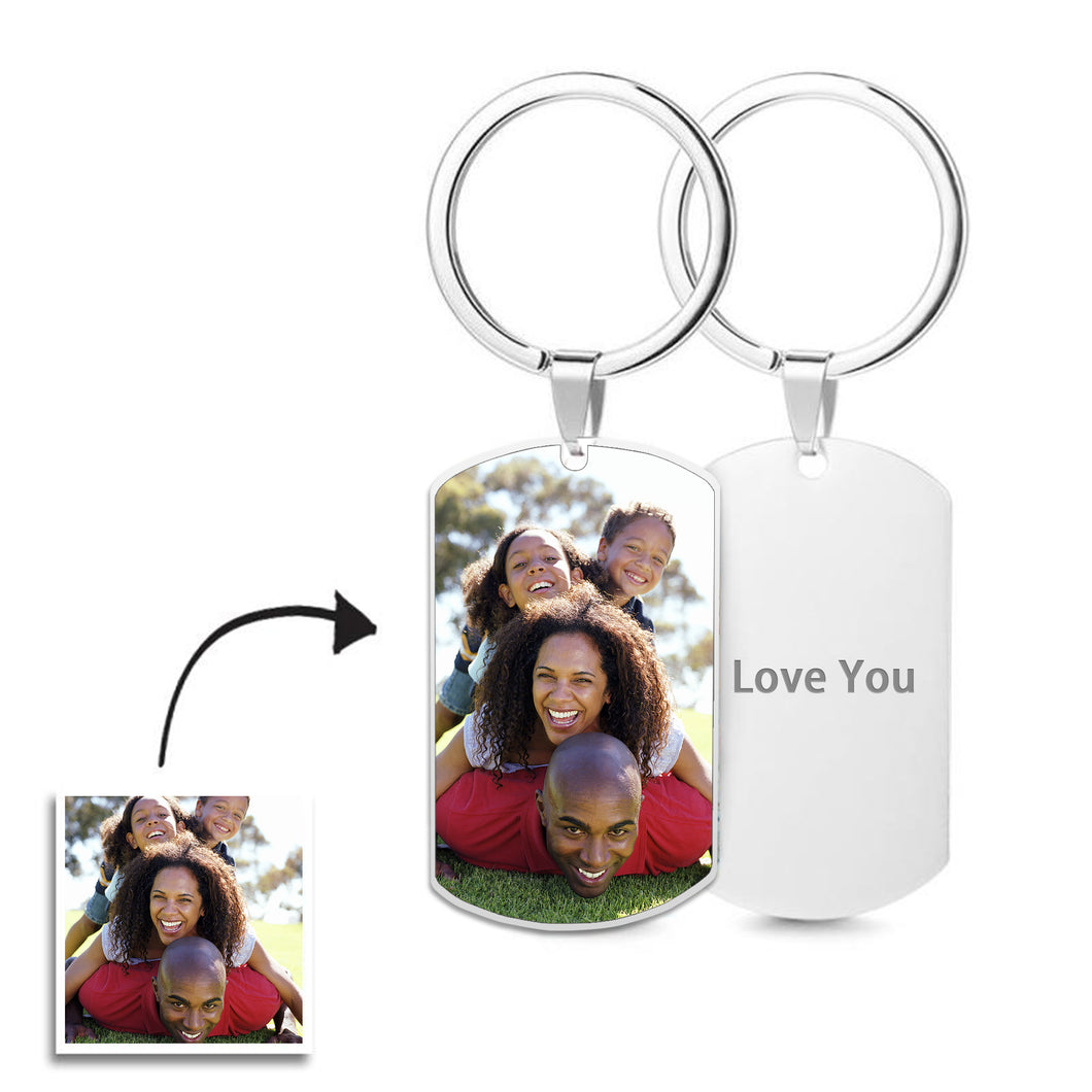Gifts Photo Tag Key Chain With Engraving Stainless Steel