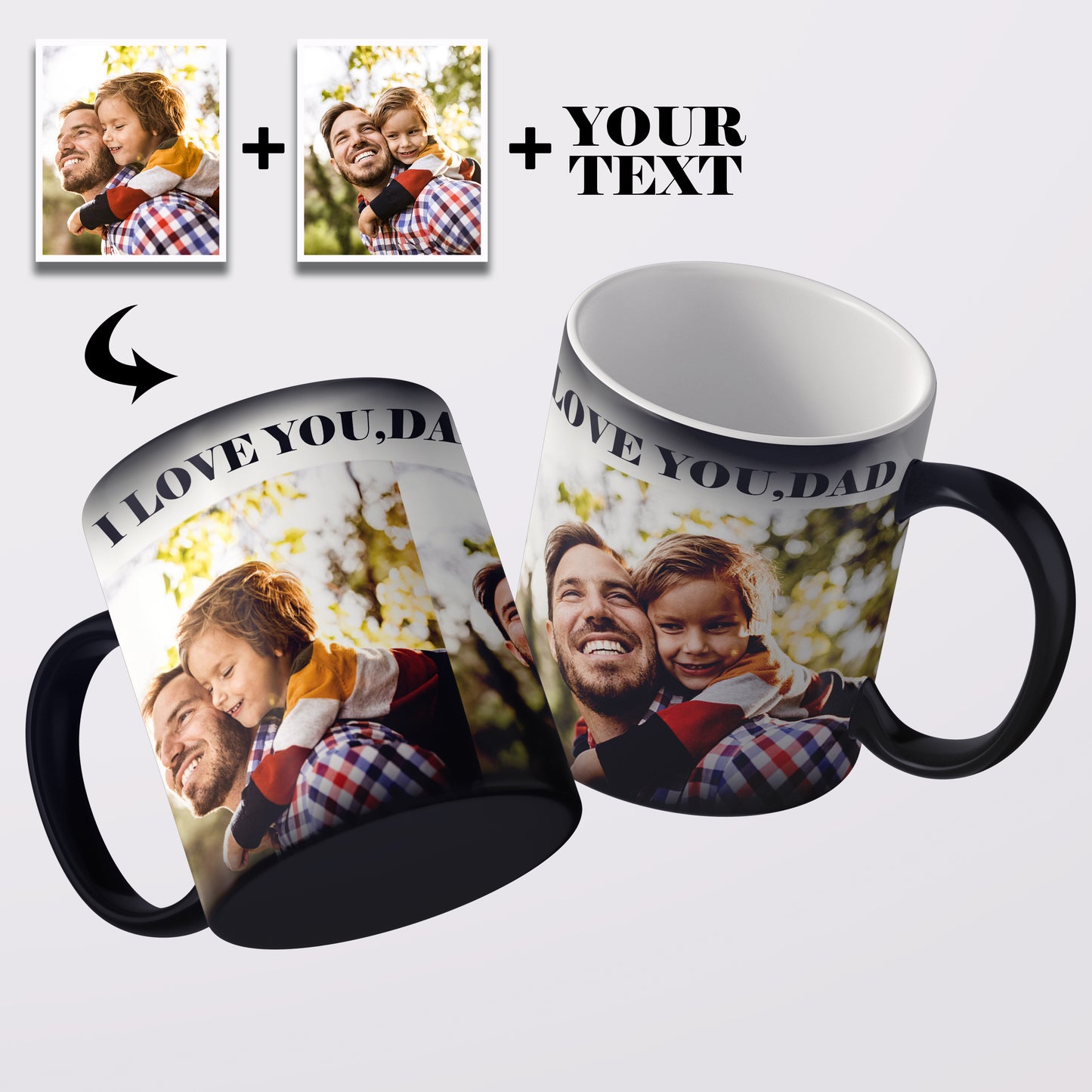 Personalized Custom Photo With Text Mugs Magic Heat Color Changing Cups