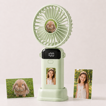 Personalized Two-Photo Portable Fan – Rechargeable Handheld Fan