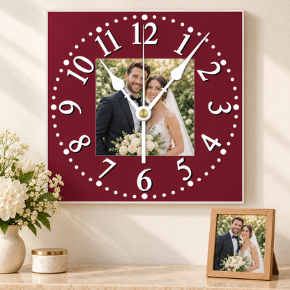Personalized Photo Wall Clocks Customized Square Silent Gift Idea