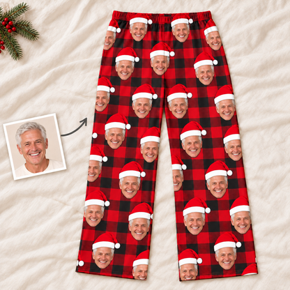 Custom Face Christmas Pajamas – Personalized Red & Black Plaid