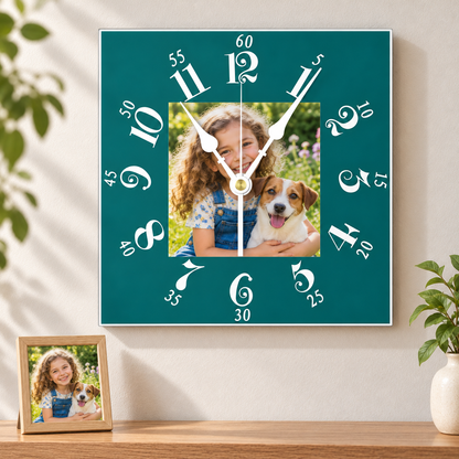 Personalized Photo Wall Clocks Customized Square Silent Gift Idea