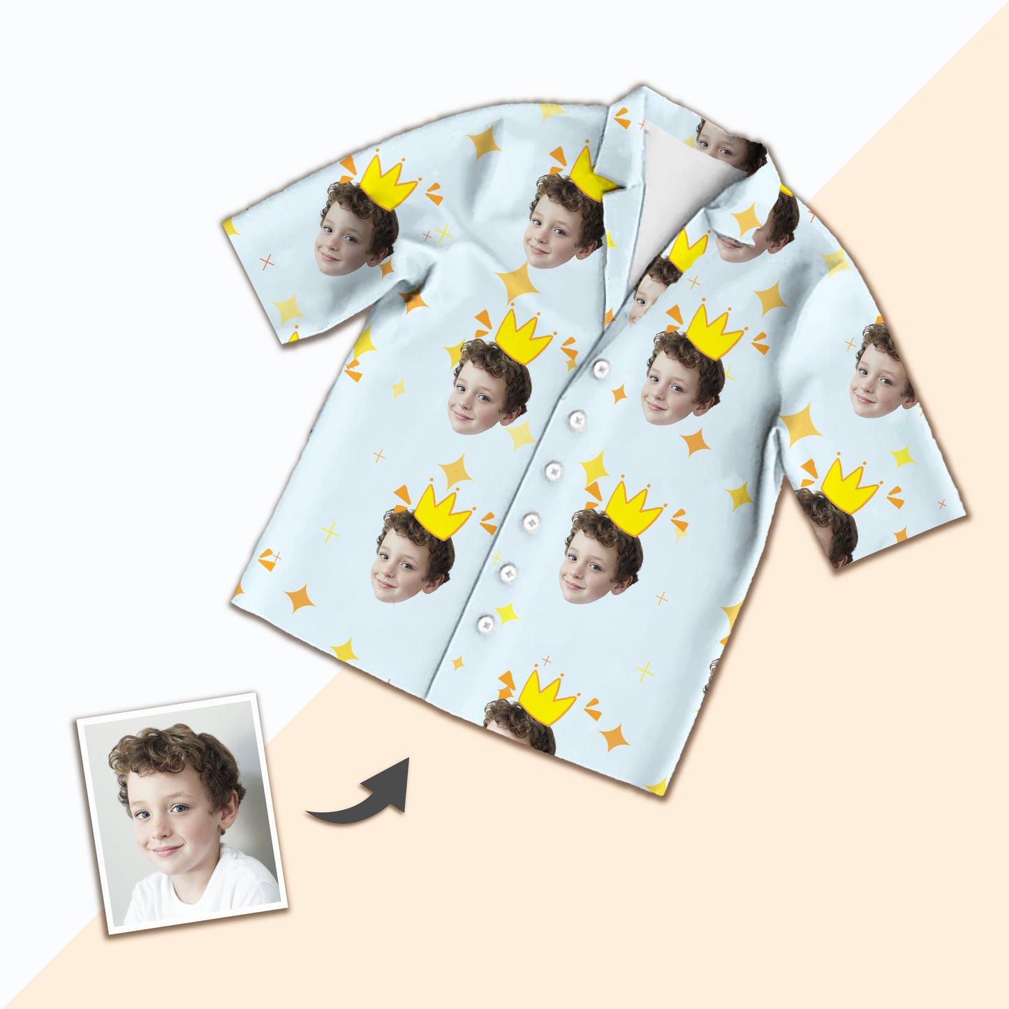 Unisex Kids’ Custom Photo Pajamas - Comfy Short Face Nightwear