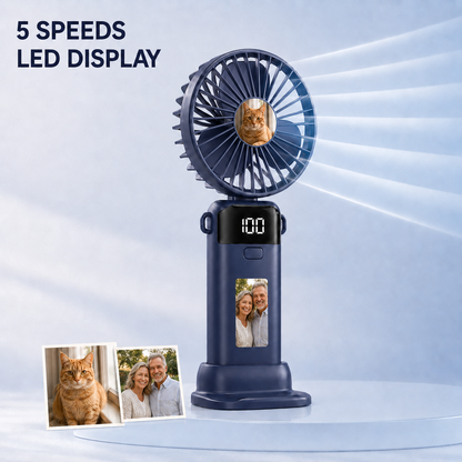 Personalized Two-Photo Portable Fan – Rechargeable Handheld Fan