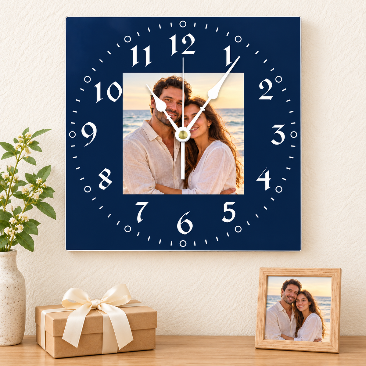Personalized Photo Wall Clocks Customized Square Silent Gift Idea