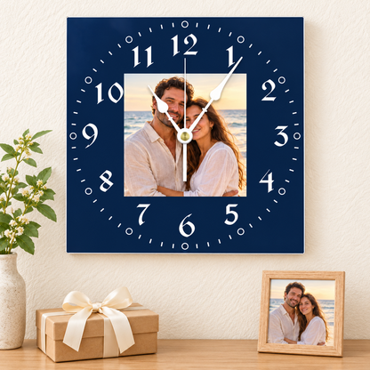 Personalized Photo Wall Clocks Customized Square Silent Gift Idea