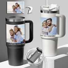 Load image into Gallery viewer, Custom Photo Stainless Steel Tumbler -  Insulated Cup with Handle &amp; Straw
