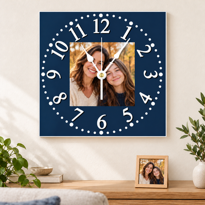 Personalized Photo Wall Clocks Customized Square Silent Gift Idea