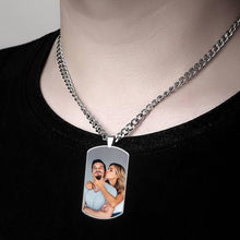 Load image into Gallery viewer, Men&#39;s Photo Engraved Tag Necklace With Engraving Stainless Steel
