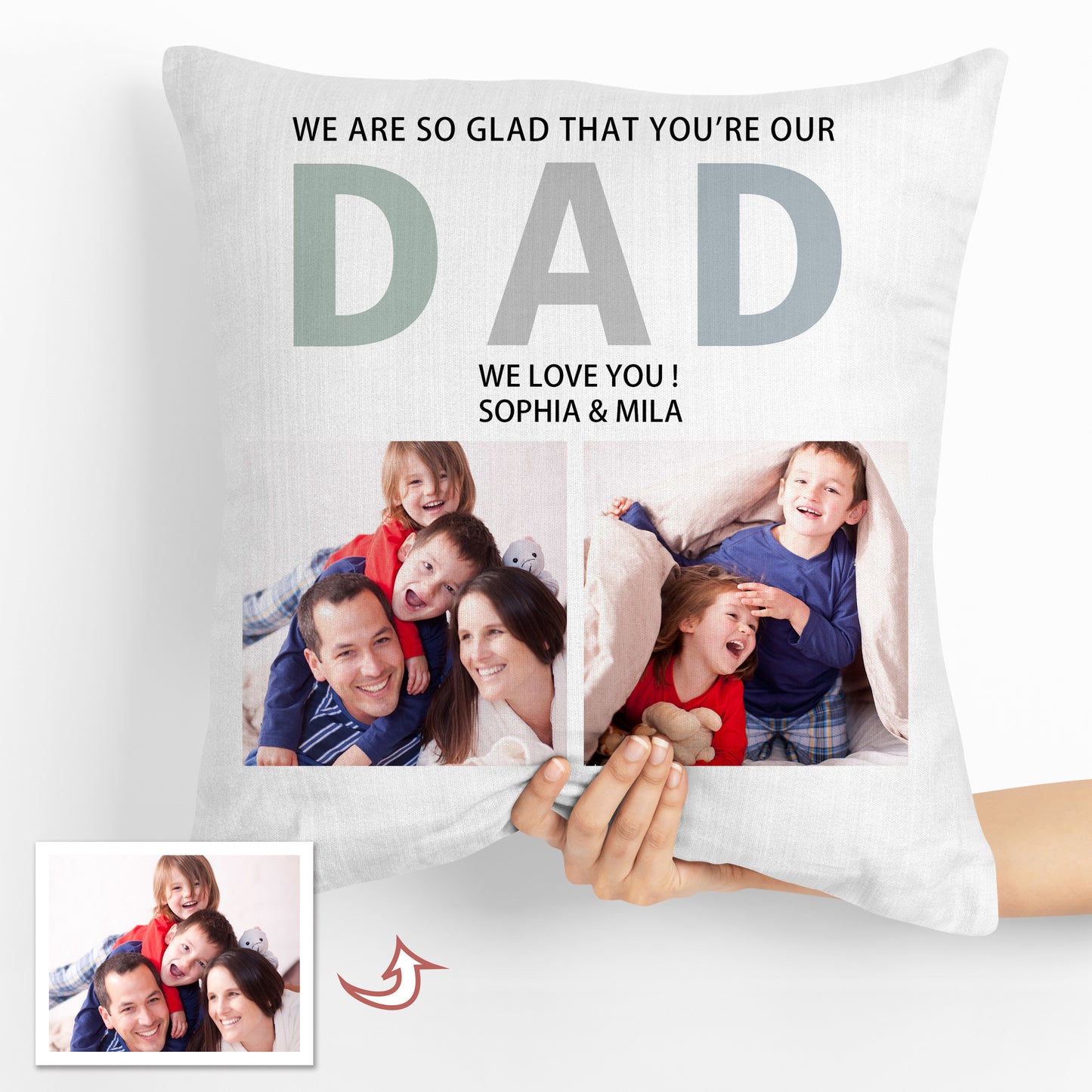 Photo Custom Throw Pillows for Dad Best Father's Day Gift