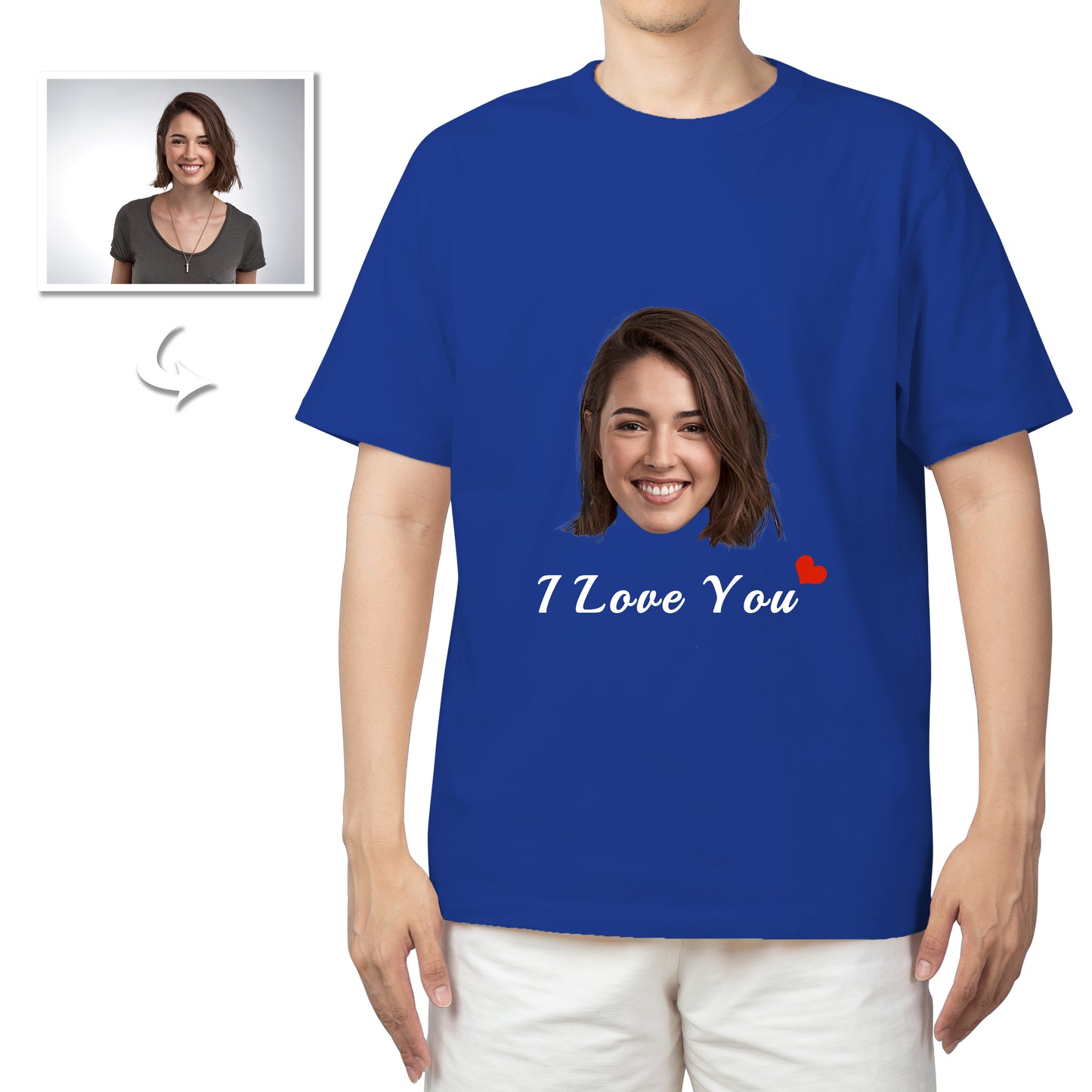 Personalized Unisex T-Shirt: Double-Sided Photo & Text, Your Face Custom Tee