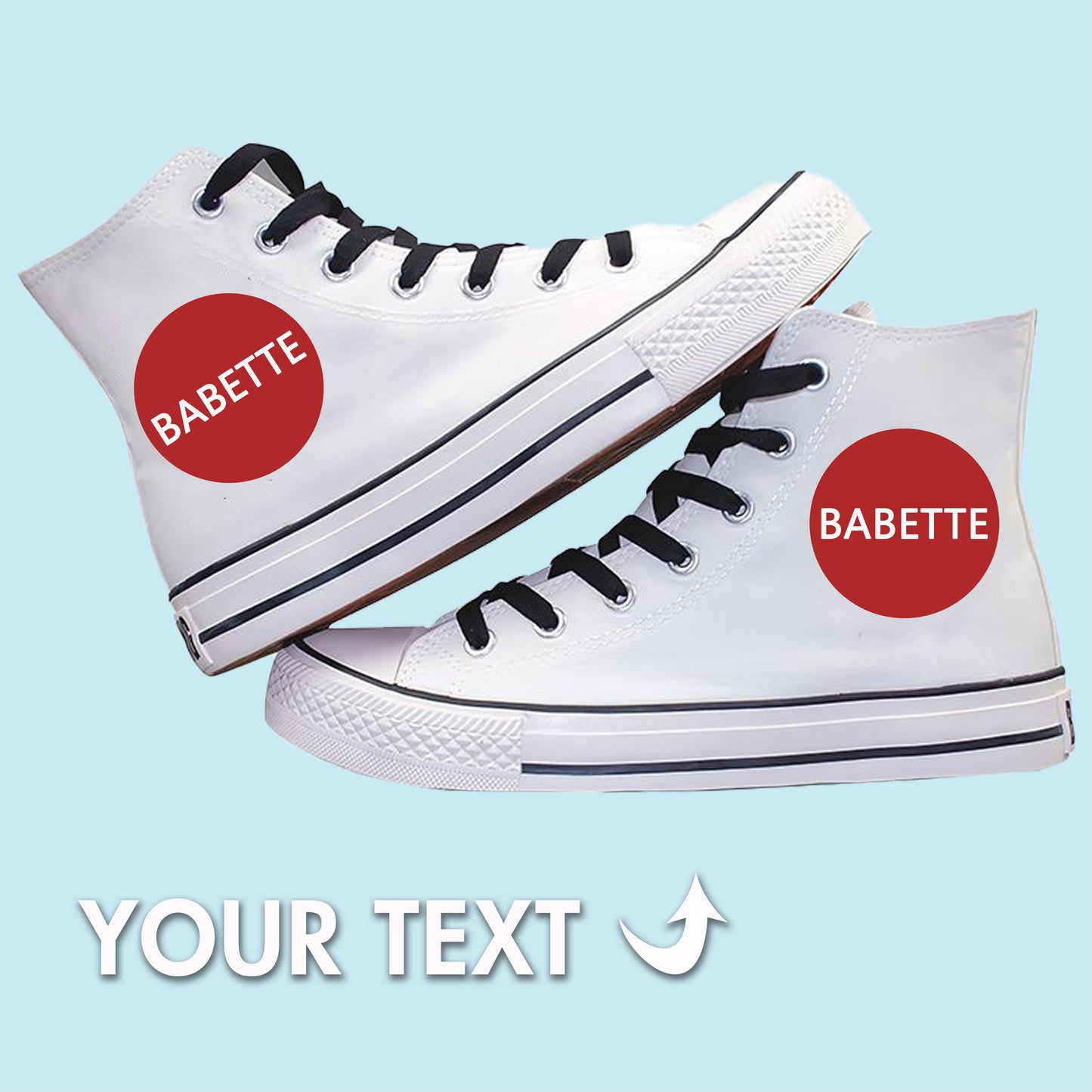 Custom Text Engraved Hi-Top Canvas Sneakers