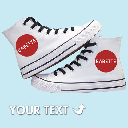 Custom Text Engraved Hi-Top Canvas Sneakers