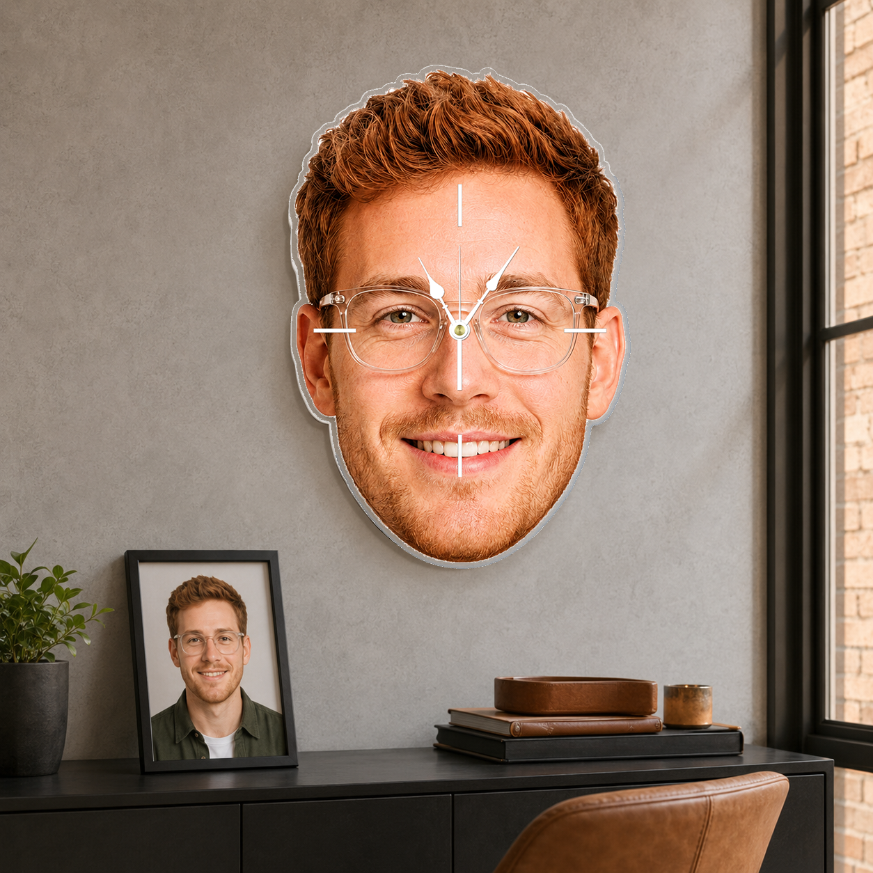 Custom Face Photo Acrylic Wall Clock – Personalized Cutout