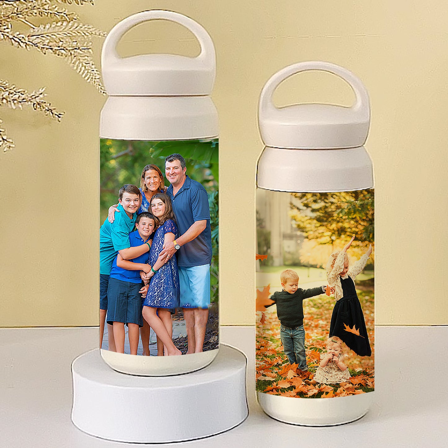 Personalized Photo Stainless Steel Tumbler -  Thermos Cup with Handle