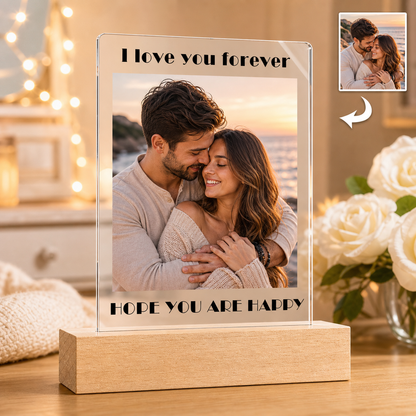 Personalized 3D LED Night Light | Custom Photo Acrylic Lamp with Wooden Base | Unique Gift