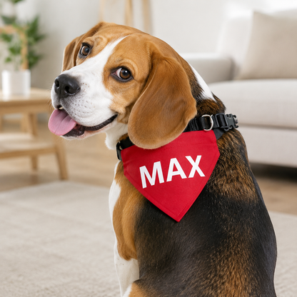 Personalized Pet Name Bandana – Custom Text Dog & Cat Scarf