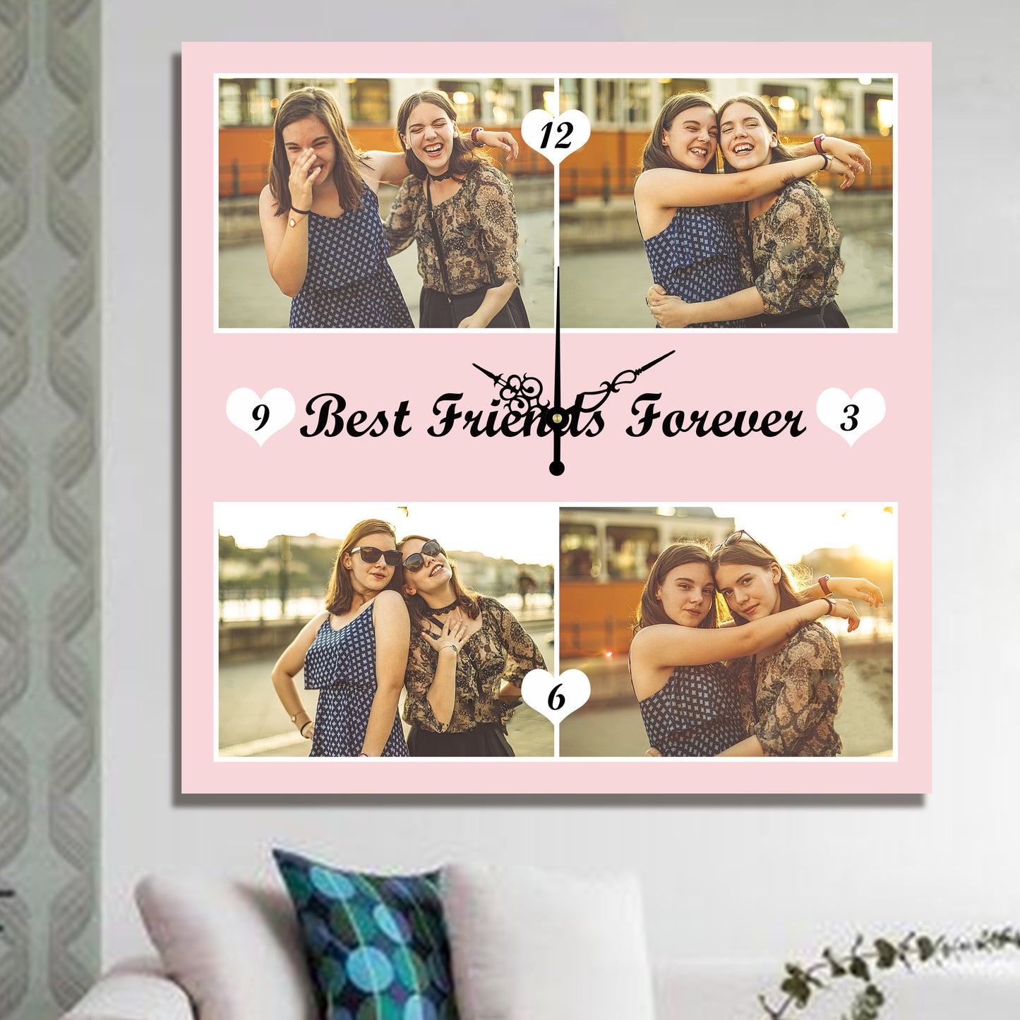 Personalized Photo Wall Clock with Custom Text - Unique Home Decor Gift