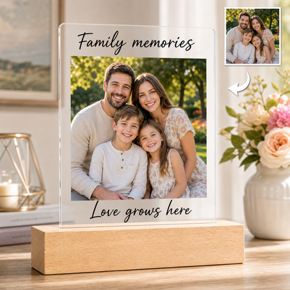 Personalized 3D LED Night Light | Custom Photo Acrylic Lamp with Wooden Base | Unique Gift