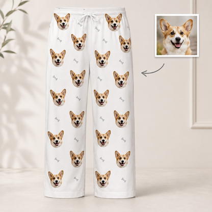 Unisex Dog Photo Pajamas - Custom Nightwear Pants, Pet Lover Gift