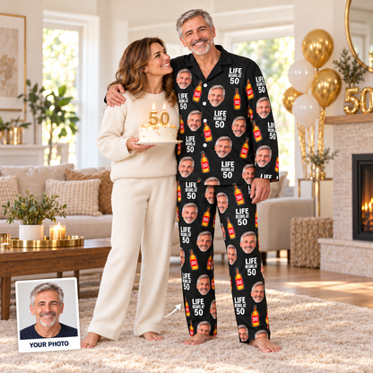Custom Birthday Pajamas with Face & Age – Funny Personalized Birthday Gift