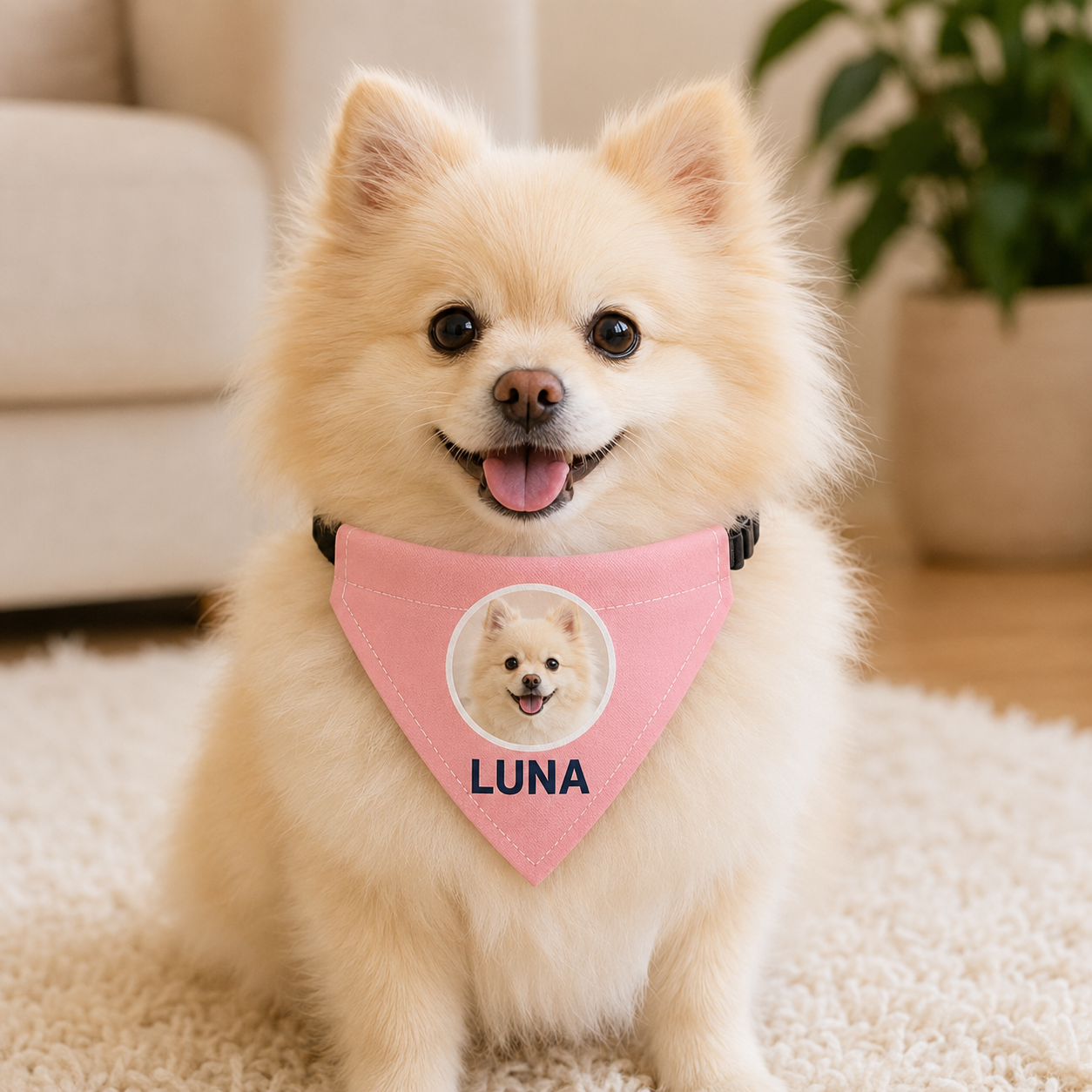 Personalized Pet Photo & Name Bandana Collar – Custom Dog & Cat Scarf